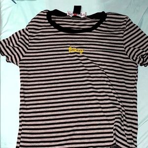 Black and Grey lettuce trim cropped tee.